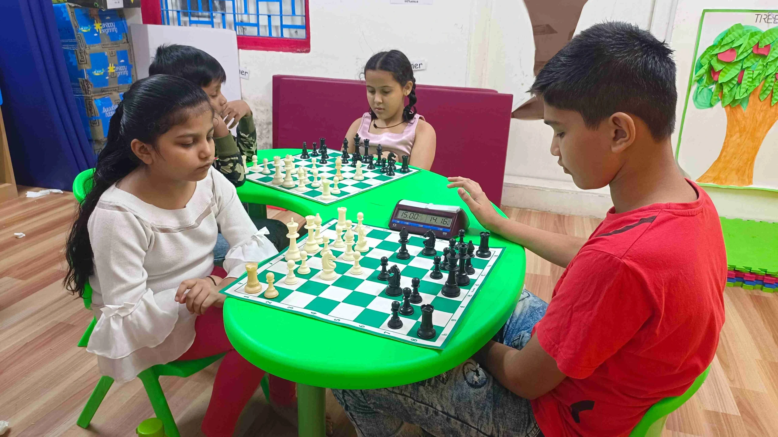 Chess match being played at Offline chess classes.